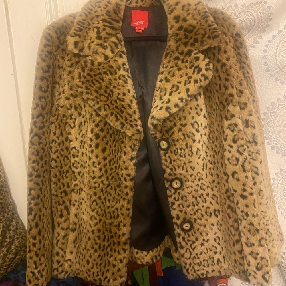 Esprit Brown Leopard Teddy Jacket